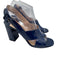 Prada Shoe Size 39 Dark Blue Leather Upper Patent Criss Cross Block heel Sandals Dark Blue / 39