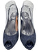 Rene Caovilla Shoe Size 39 Navy Blue Leather Upper Suede Peep Toe Slingbacks Navy Blue / 39