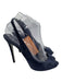 Rene Caovilla Shoe Size 39 Navy Blue Leather Upper Suede Peep Toe Slingbacks Navy Blue / 39