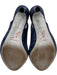 Rene Caovilla Shoe Size 39 Navy Blue Leather Upper Suede Peep Toe Slingbacks Navy Blue / 39