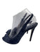 Rene Caovilla Shoe Size 39 Navy Blue Leather Upper Suede Peep Toe Slingbacks Navy Blue / 39