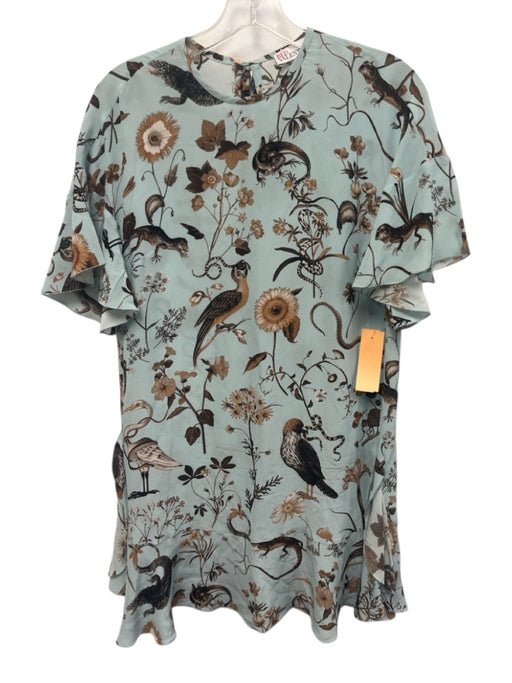 Red Valentino Size Est S Blue & Brown Missing Fabric Tag Flora & Fauna Dress Blue & Brown / Est S