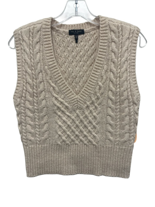 Rag & Bone Size S Cream Beige Missing Fabric Tag Sleeveless Cable Knit Vest Cream Beige / S