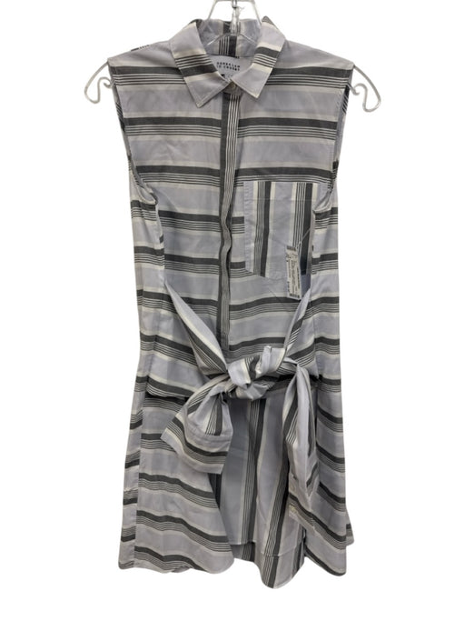 Derek Lam 10 Crosby Size 4 Gray, Blue, White Cotton Blend Sleeveless Dress Gray, Blue, White / 4