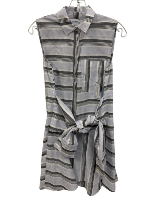 Derek Lam 10 Crosby Size 4 Gray, Blue, White Cotton Blend Sleeveless Dress Gray, Blue, White / 4