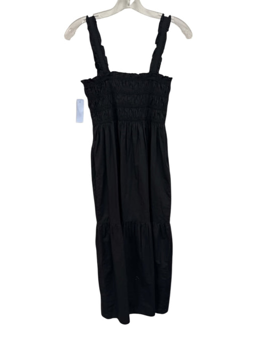 French Connection Size 6 Black Cotton Sleeveless Ruffles Tiered Midi Dress Black / 6