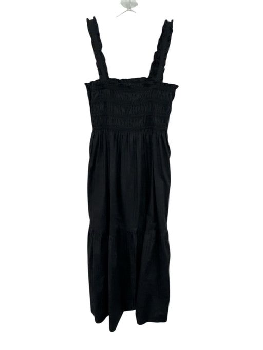 French Connection Size 6 Black Cotton Sleeveless Ruffles Tiered Midi Dress Black / 6