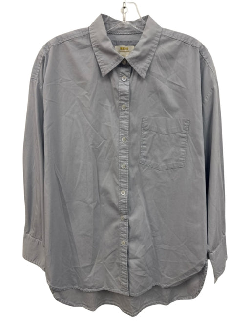 Maeve Size Small Light Blue Cotton Long Sleeve Button Front Patch Pocket Top Light Blue / Small