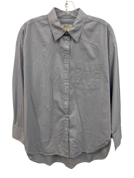 Maeve Size Small Light Blue Cotton Long Sleeve Button Front Patch Pocket Top Light Blue / Small