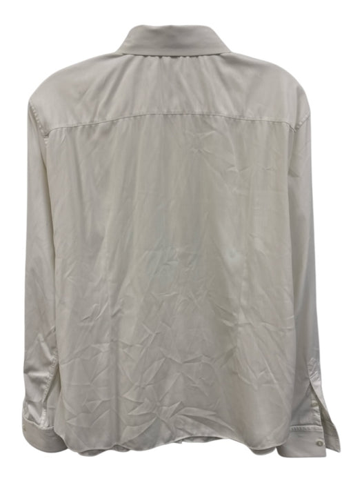 Theory Size Medium White Long Sleeve Button Front Collar Top White / Medium