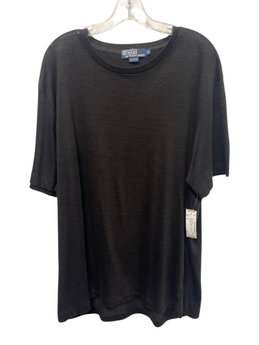 Polo Size XL Black Linen Solid T shirt Crew Men's Short Sleeve Black / XL