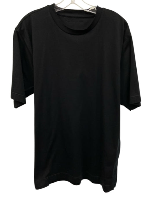 Zegna Size L Black Cotton Blend Solid T Shirt Men's Short Sleeve Black / L