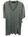Zegna Size XL Blue Linen Blend Solid V Neck Men's Short Sleeve Blue / XL