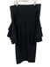 Milly Size 4 Black Polyester Blend Long Bell Sleeve Square Neck Midi Dress Black / 4