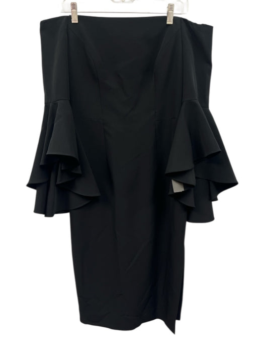 Milly Size 4 Black Polyester Blend Long Bell Sleeve Square Neck Midi Dress Black / 4