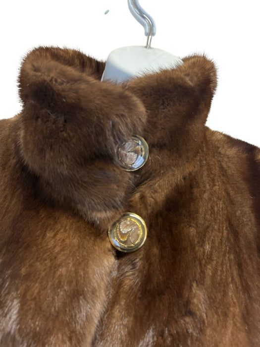 Size 40 Dark Brown Mink Side Slit Hook & Eye Pockets Coat Dark Brown / 40
