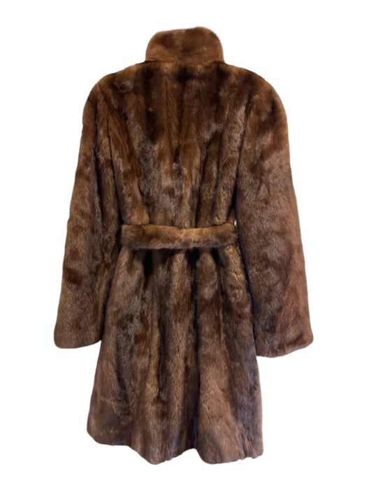 Size 40 Dark Brown Mink Side Slit Hook & Eye Pockets Coat Dark Brown / 40
