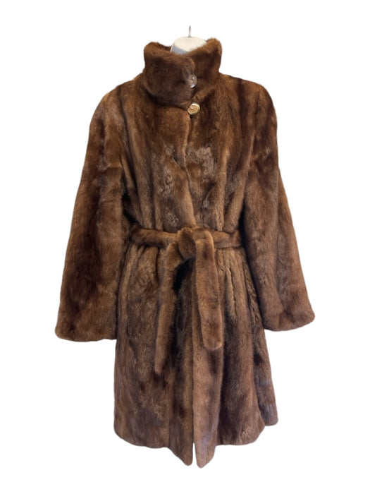 Size 40 Dark Brown Mink Side Slit Hook & Eye Pockets Coat Dark Brown / 40