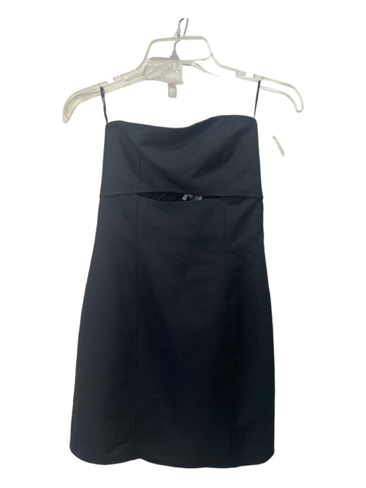 Zara Size S Black Polyester Blend Strapless Cut Out Smocked Back Mini Dress Black / S