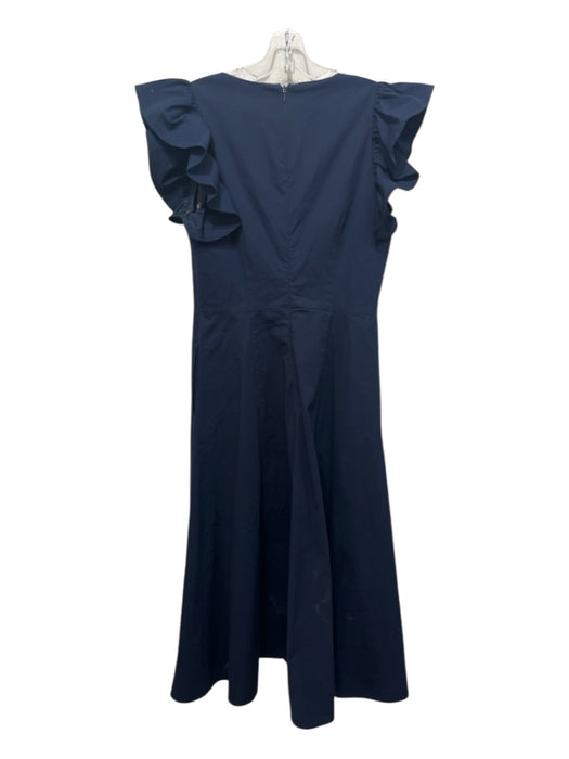 Ann Mashburn Size L Navy Cotton Blend Ruffle Sleeves zip & hook closure Dress Navy / L