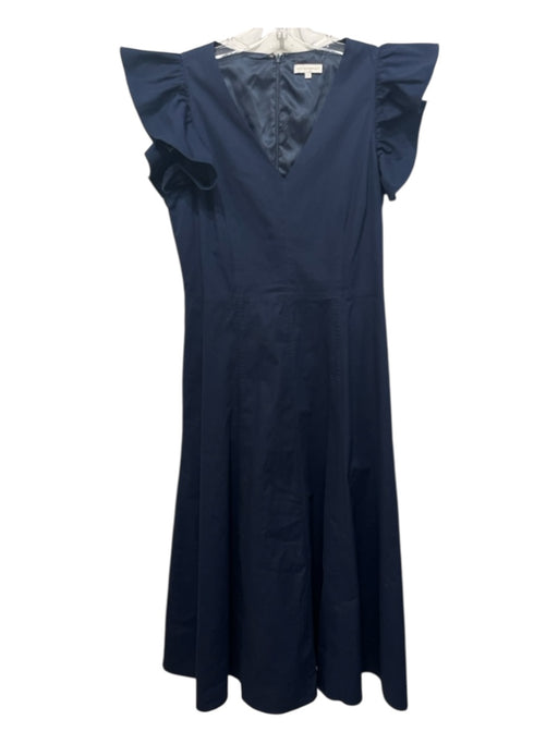 Ann Mashburn Size L Navy Cotton Blend Ruffle Sleeves zip & hook closure Dress Navy / L