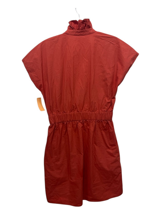 Never a Wallflower Size M Orange Cotton Ruffle Neck V Neck Sleeveless Dress Orange / M