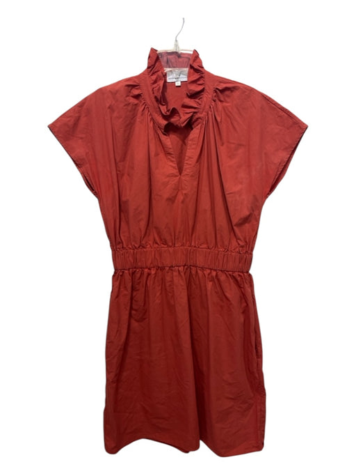 Never a Wallflower Size M Orange Cotton Ruffle Neck V Neck Sleeveless Dress Orange / M