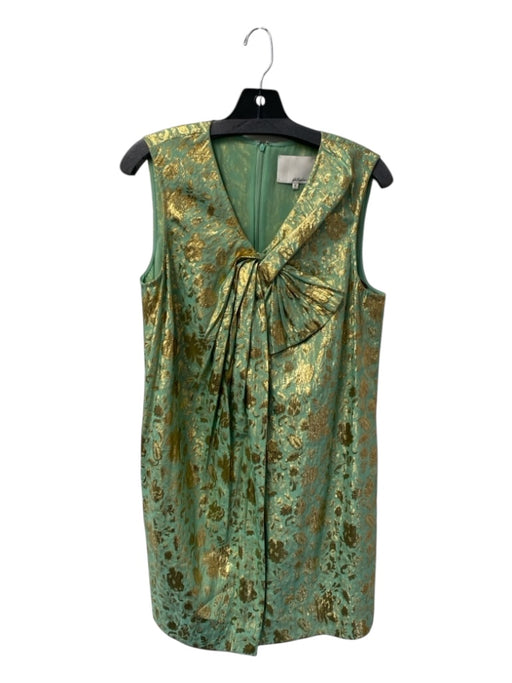 3.1 Phillip Lim Size 8 Mint & Gold Missing Fabric Tag V Neck Sleeveless Dress Mint & Gold / 8