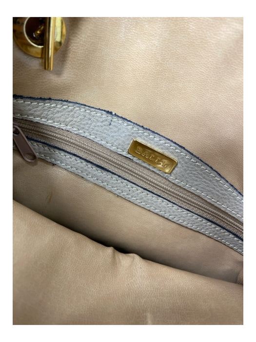 Bally Taupe & Tan Leather Top Zipper Shoulder Strap Gold Hardware Logo Bag Taupe & Tan / S