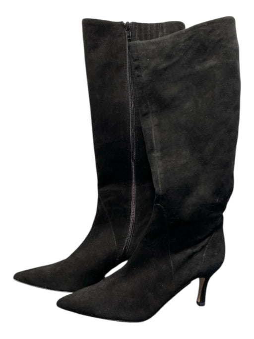 Vigotti Shoe Size 7.5 Black Suede Pointed Toe Kitten Heel Side Zip Boots Black / 7.5