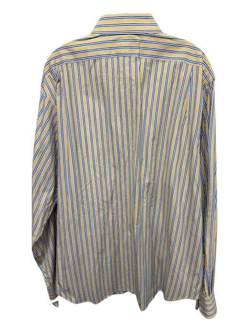 Polo Size XL Yellow & Blue Cotton Striped Button Up Men's Long Sleeve Shirt Yellow & Blue / XL