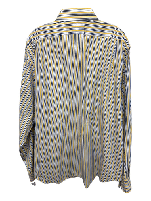 Polo Size XL Yellow & Blue Cotton Striped Button Up Men's Long Sleeve Shirt Yellow & Blue / XL