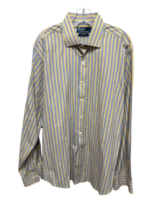 Polo Size XL Yellow & Blue Cotton Striped Button Up Men's Long Sleeve Shirt Yellow & Blue / XL