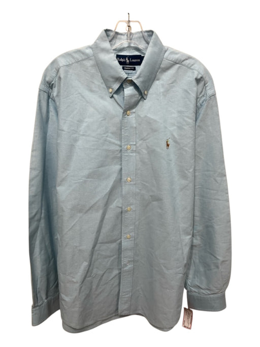 Ralph Lauren Size L Light blue Cotton Solid Button Up oxford Long Sleeve Shirt Light blue / L