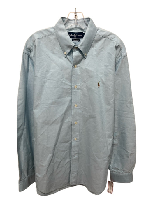 Ralph Lauren Size L Light blue Cotton Solid Button Up oxford Long Sleeve Shirt Light blue / L