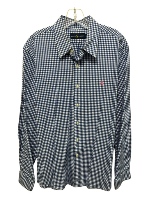 Ralph Lauren Size XL Blue & White Cotton Gingham Button Up Long Sleeve Shirt Blue & White / XL