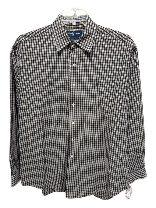 Ralph Lauren Size L Black & Tan Cotton Plaid Button Up Men's Long Sleeve Shirt Black & Tan / L