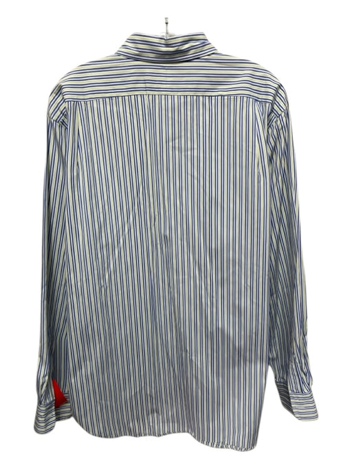 Polo Ralph Lauren Size L White, Green, Blue Cotton Striped Long Sleeve Shirt White, Green, Blue / L