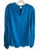 Boss Size 12 Teal Blue Silk Long Sleeve Keyhole Back Round Neck Top Teal Blue / 12