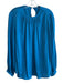 Boss Size 12 Teal Blue Silk Long Sleeve Keyhole Back Round Neck Top Teal Blue / 12