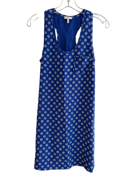 Joie Size XS Blue & White Silk Lined Sleeveless Racerback Wheels Dress Blue & White / XS