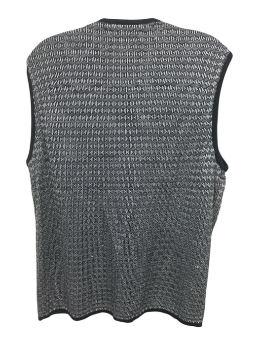 Versace V2 Size M Black & White Cotton Blend Abstract Vest Men's Sweater Black & White / M