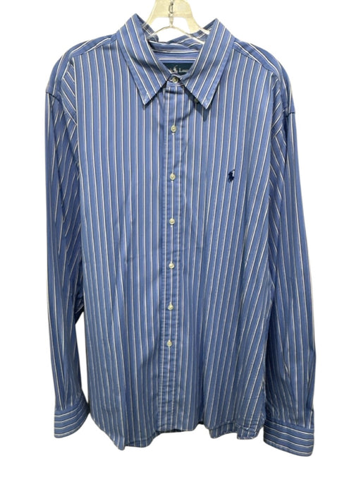 Ralph Lauren Size XXL Blue & White Cotton Striped Button Down Long Sleeve Shirt Blue & White / XXL