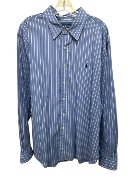 Ralph Lauren Size XXL Blue & White Cotton Striped Button Down Long Sleeve Shirt Blue & White / XXL