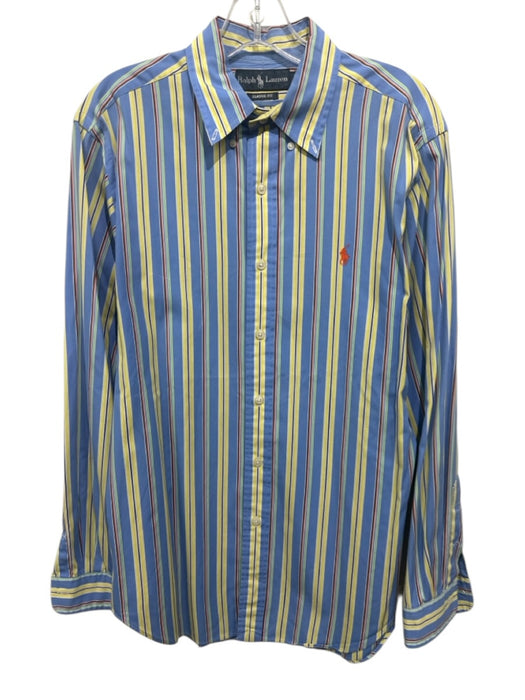 Ralph Lauren Size M Blue & Yellow Cotton Striped Button Up Long Sleeve Shirt Blue & Yellow / M