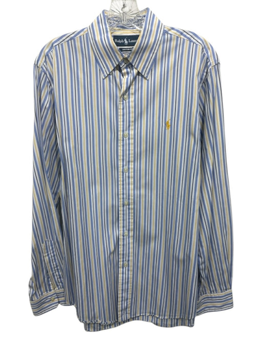 Ralph Lauren Size M Blue & Yellow Cotton Striped Button Up Long Sleeve Shirt Blue & Yellow / M