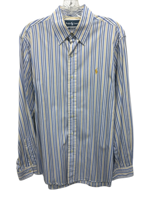 Ralph Lauren Size M Blue & Yellow Cotton Striped Button Up Long Sleeve Shirt Blue & Yellow / M