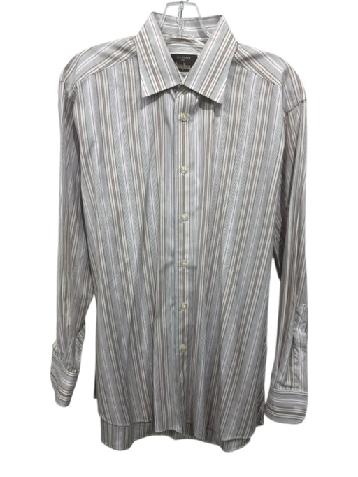 Ike Behar Size 15.5 Brown & Pink Cotton Striped Button up Long Sleeve Shirt Brown & Pink / 15.5