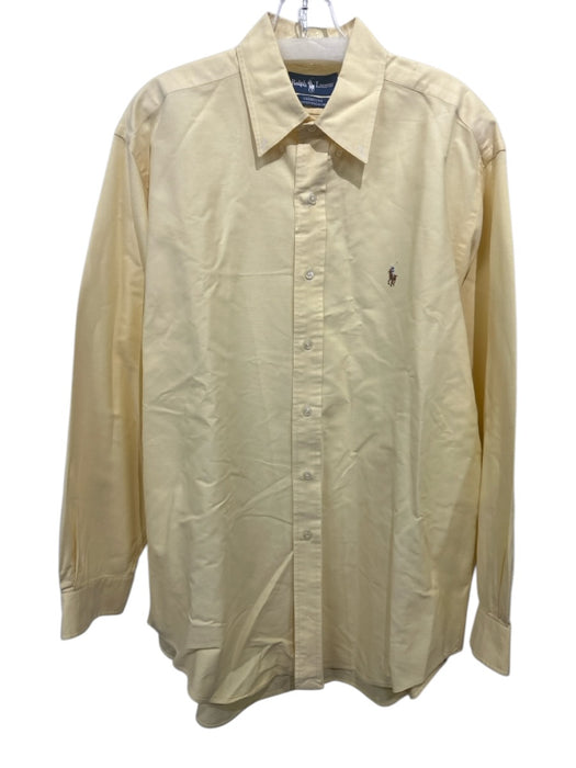 Ralph Lauren Size 16.5 Yellow Cotton Solid Button Up Men's Long Sleeve Shirt Yellow / 16.5