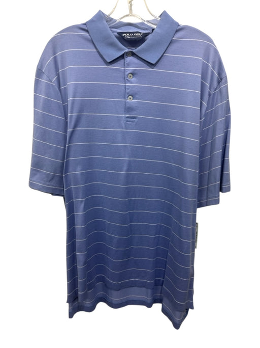 Polo Golf Size L Blue & White Cotton Striped Polo Men's Short Sleeve Blue & White / L